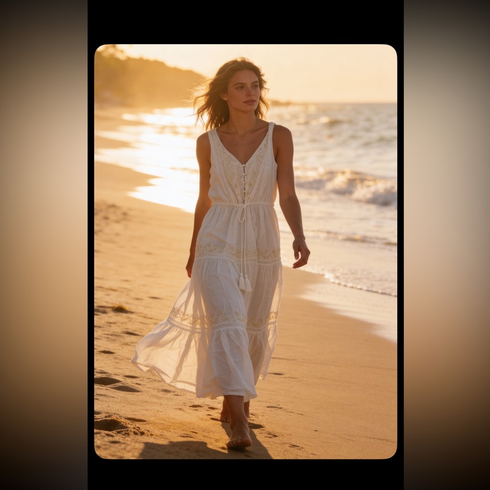 Joie Cream Maxi Dress with Tassel Tie - Picture 11 of 12